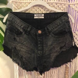 One Teaspoon Rollers Black Distressed Shorts
